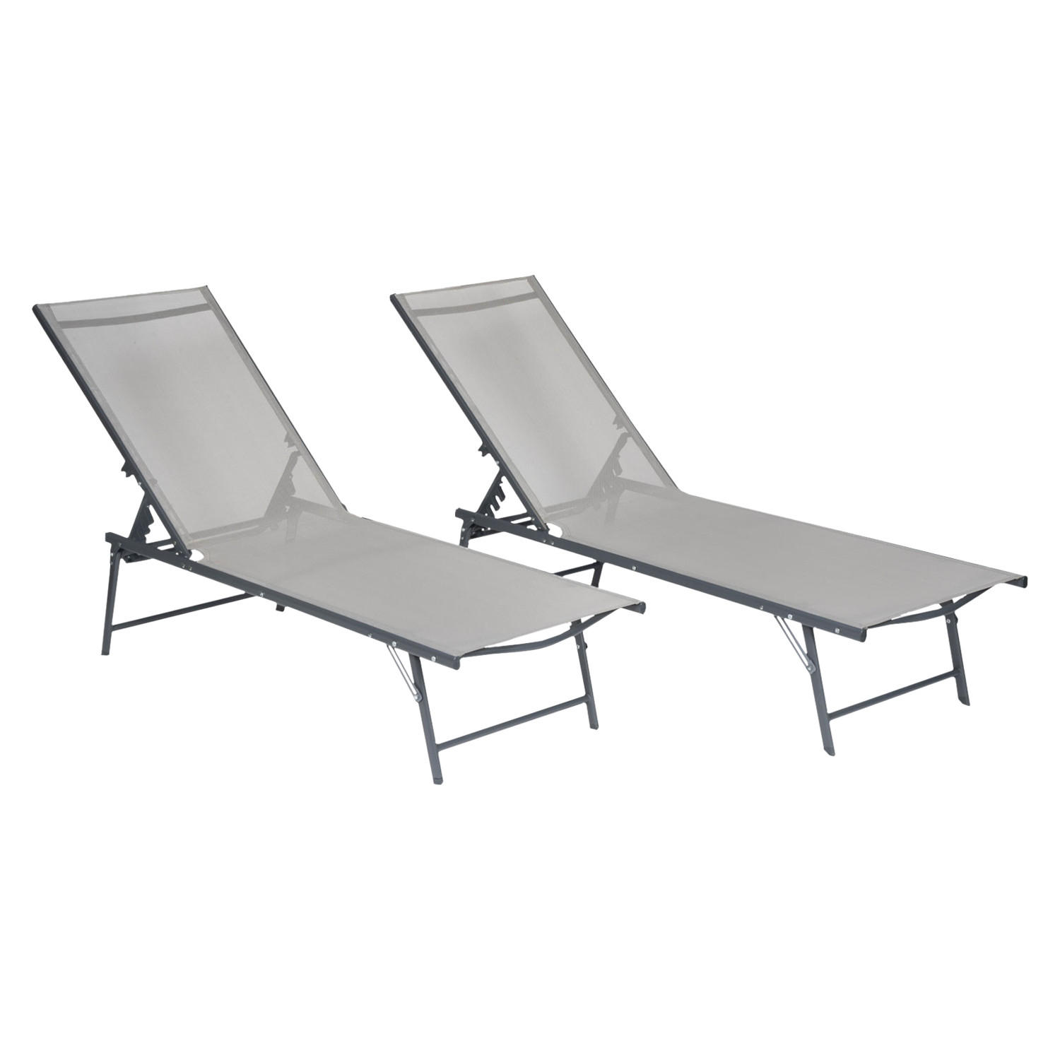 SONNENLIEGEN Sicilia Grau und Anthrazitgrau 2er-Set - Grau, Kunststoff (54/87.5/182cm) - Happy Garden