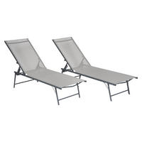 SONNENLIEGEN Sicilia Grau und Anthrazitgrau 2er-Set - Grau, Kunststoff (54/87.5/182cm) - Happy Garden