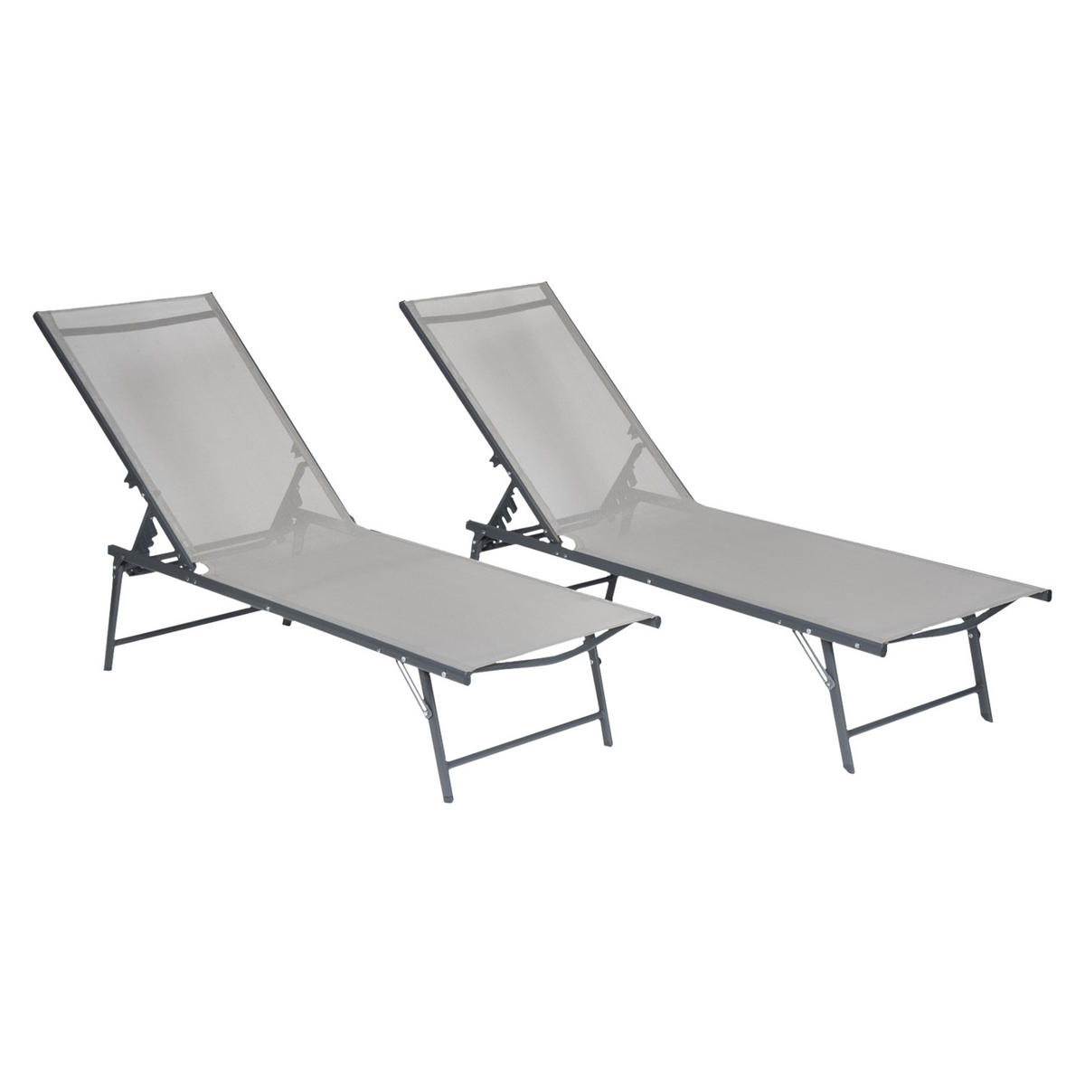 SONNENLIEGEN Sicilia Grau und Anthrazitgrau 2er-Set - Grau, Kunststoff (54/87.5/182cm) - Happy Garden