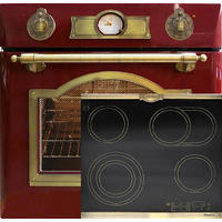 BACKOFEN-SET Elektro Backofen 60 cm Rot EH 6355 RotEm+KCT 6185 Em Glaskeramik Kochfeld 60 cm Schwarz - Rot, Metall (59.4/59.4/57.5cm) - Kaiser Küchengeräte