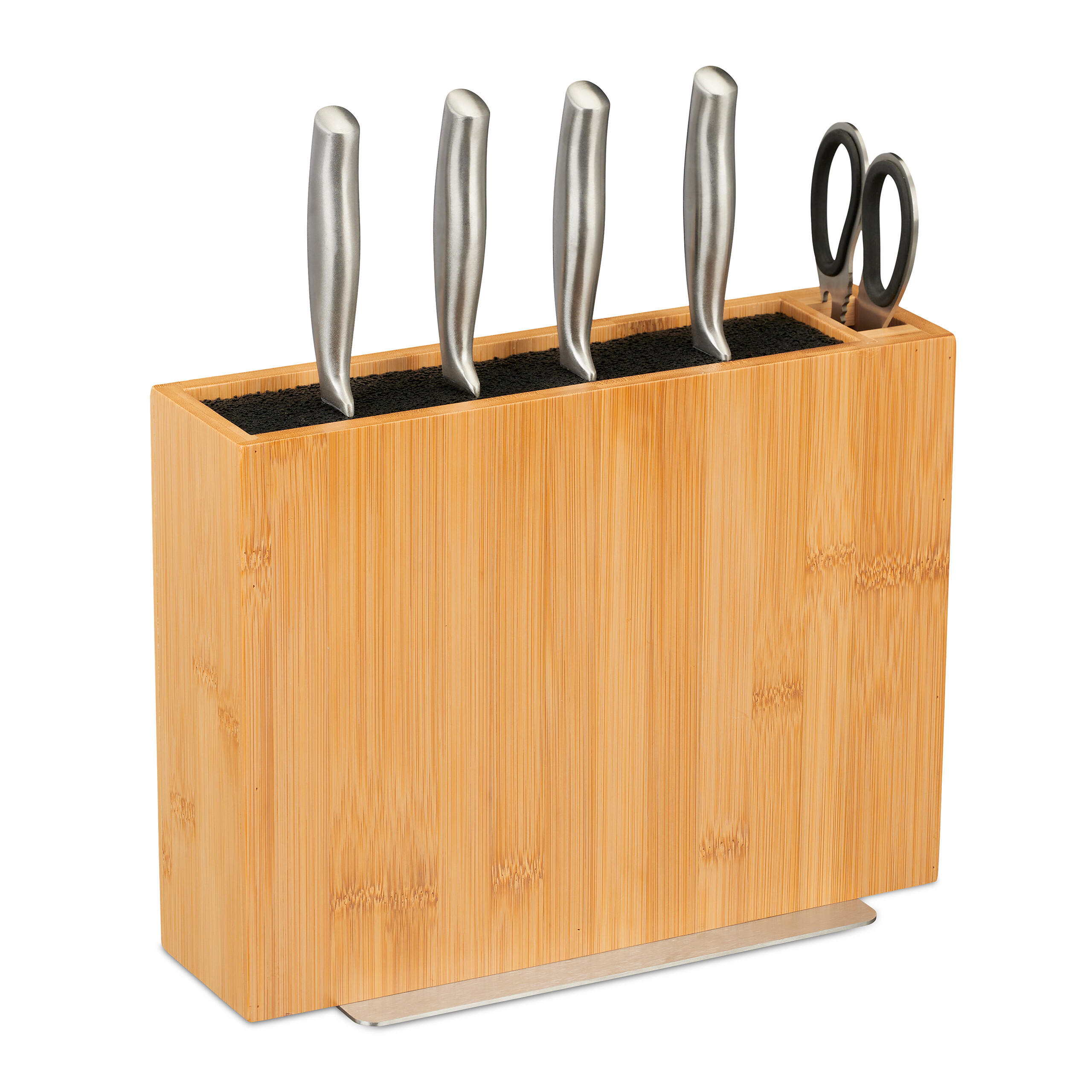 MESSERBLOCK - Hellbraun, Holz/Kunststoff (30/23/12cm) - Relaxdays