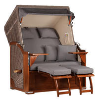 STRANDKORB Seeblick 2 Sitzer Mahagoni - Braun/Grau, Metall (125/170/80cm) - Mr. Deko