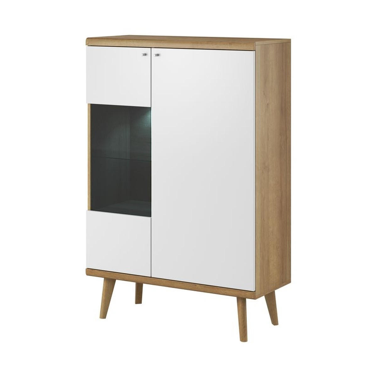 VITRINE – PWT90 – 90 cm – Primo – Weiß / Sonoma Eiche - Weiß, Holzwerkstoff (90/134/40cm) - hi-markt