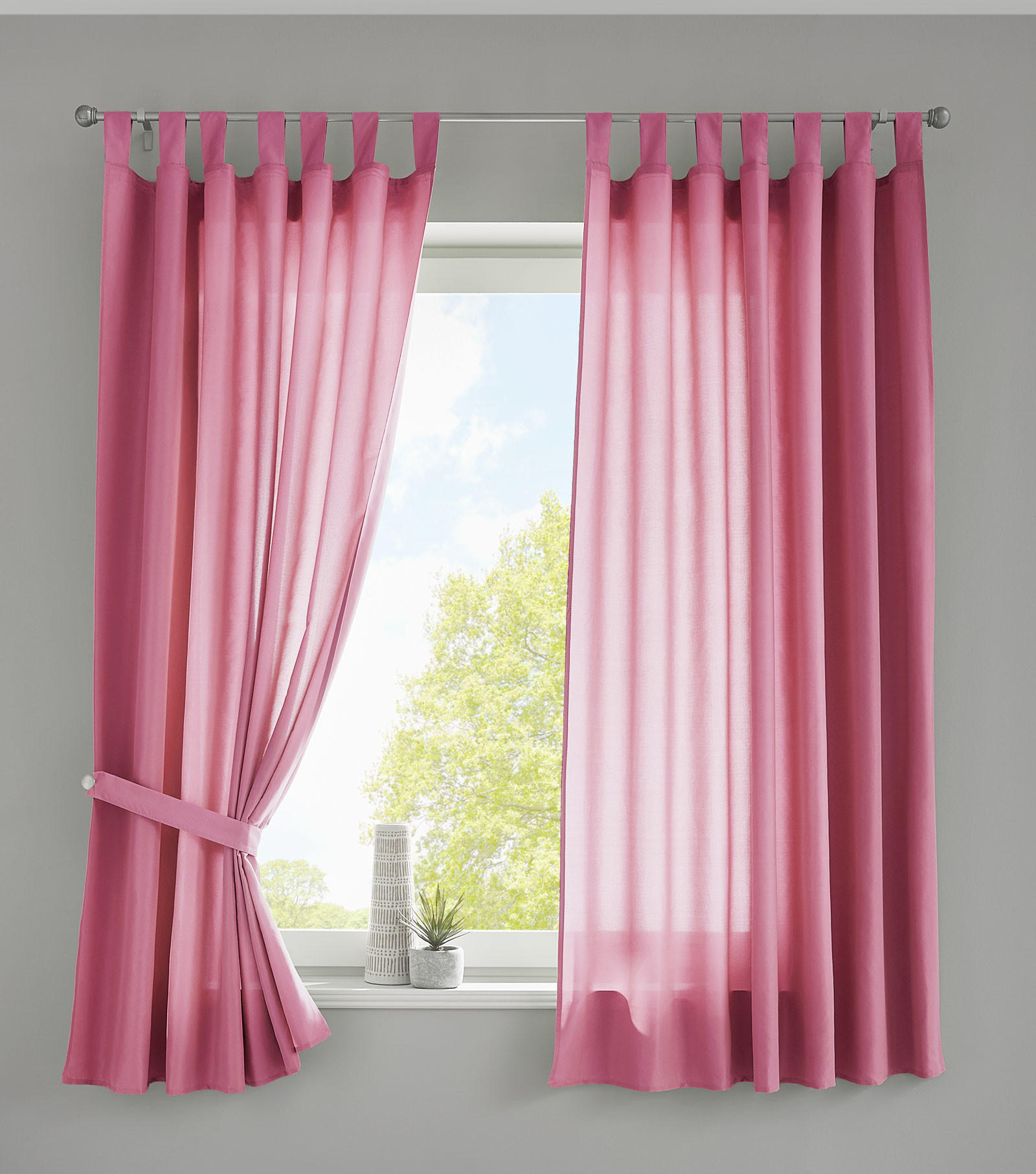 VORHANG 2ER SET POTSDAM HxB 175x140 cm Pink - Pink, Textil (140/175cm) - Gardinenbox