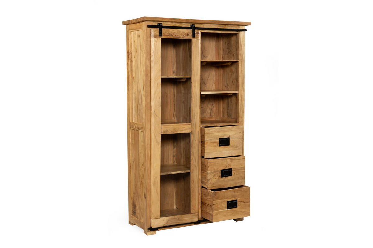 HIGHBOARD LIBRO - Beige/Naturfarben, Akazienholz/Holz (100/175/45cm) - SAM