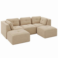 ECKSOFA modular 74 cm Sitztiefe Cord Beige - Beige, Kunststoff (177/69/297.1cm) - Meubliv