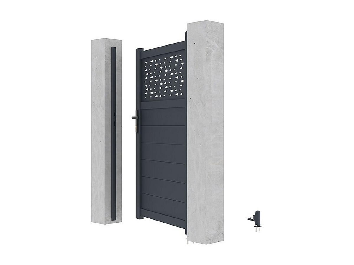 EINGANGSTOR - 100 cm x 4.6 cm - metall - anthrazitgrau Bazio - Anthrazit, Metall (100/161cm) - Vente-Unique