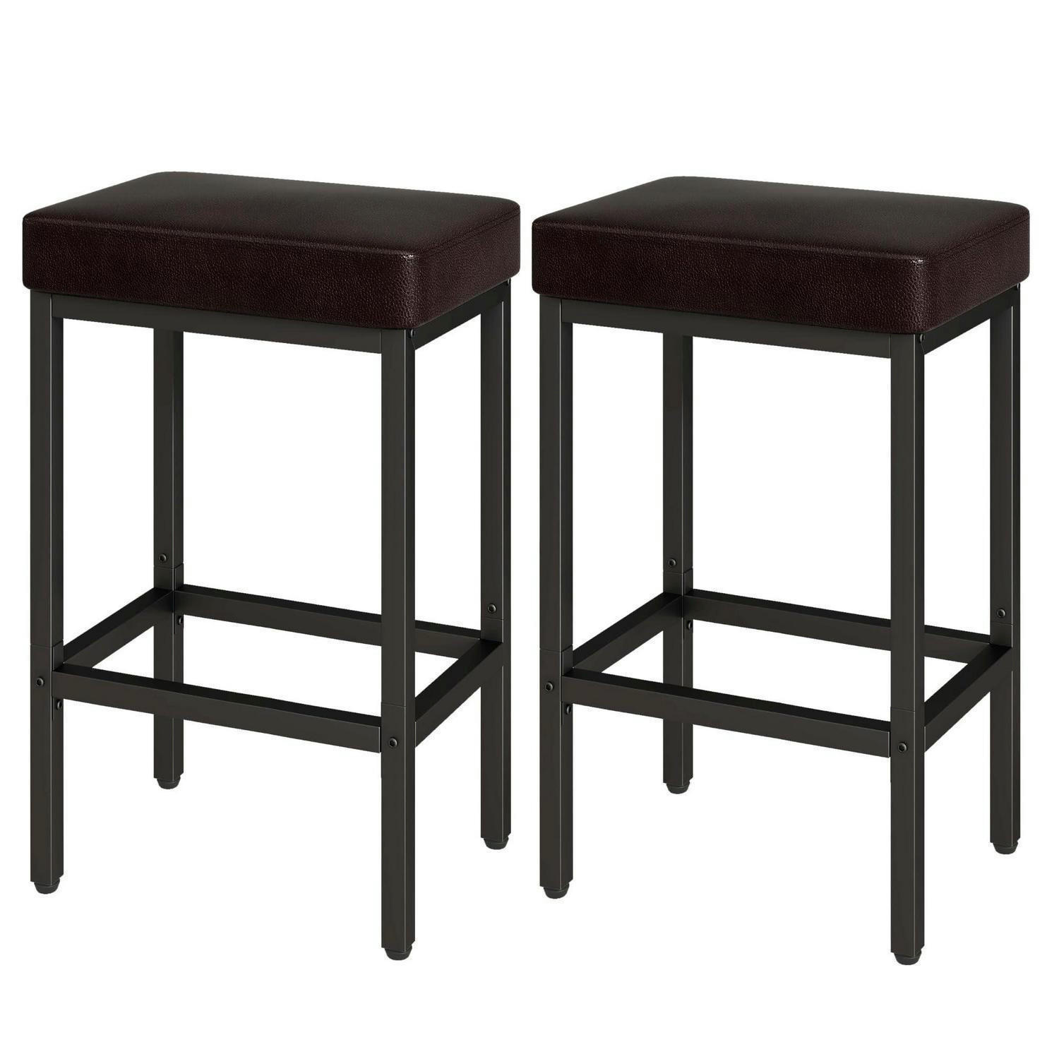 BARHOCKER 2er Set Dunkelbraun Lederoptik 66 cm - Braun, Kunststoff (42/66/29cm)
