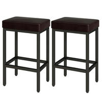 BARHOCKER 2er Set Dunkelbraun Lederoptik 66 cm - Braun, Kunststoff (42/66/29cm)