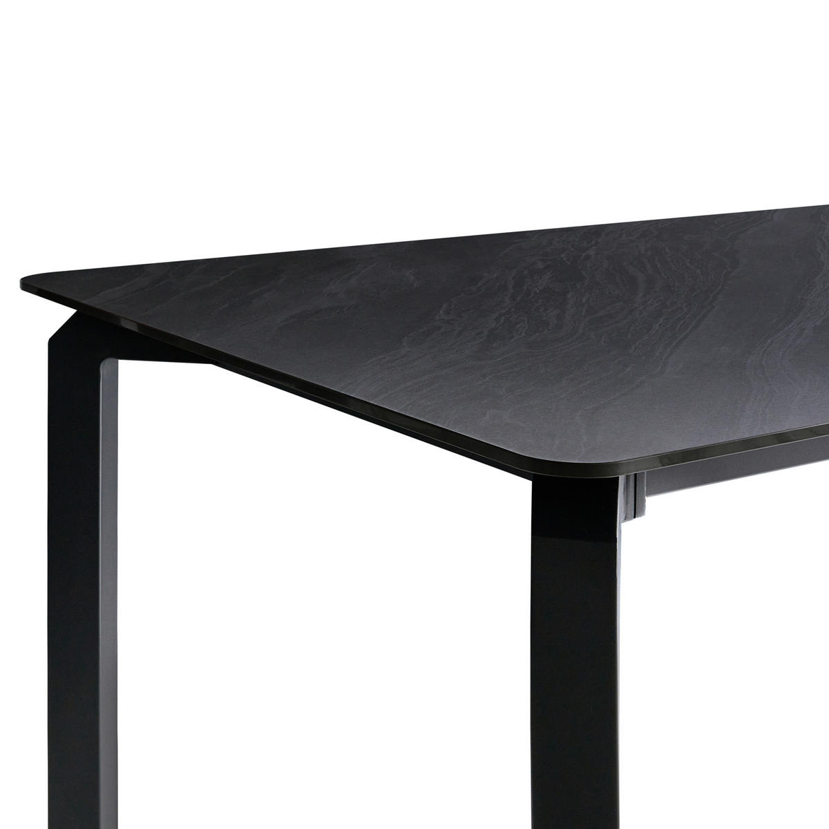 KONFERENZTISCH 90/180 cm Stein Schwarzer Marmor Feletto - Schwarz, Stein (180/90/76cm) - Beliani