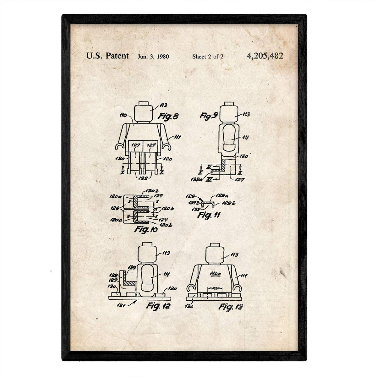 POSTER Lego Menschliche Figur Patent A3 Rahmenlos - Klar, Papier (29.7/5/42cm) - Nacnic