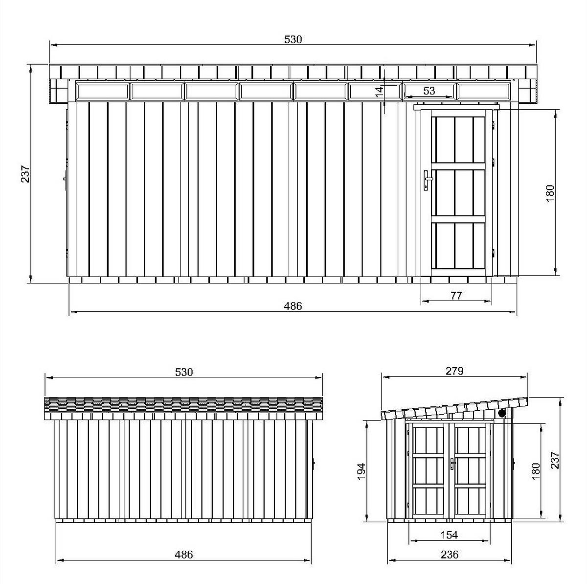 HOLZ-GARTHENHAUS Basis LP SmartSide 8.52 + 2.95 m² mit B530xL279xH237 cm - M905C - TERRA BROWN - Hellbraun, Holz (530/237/279cm) - Timbela