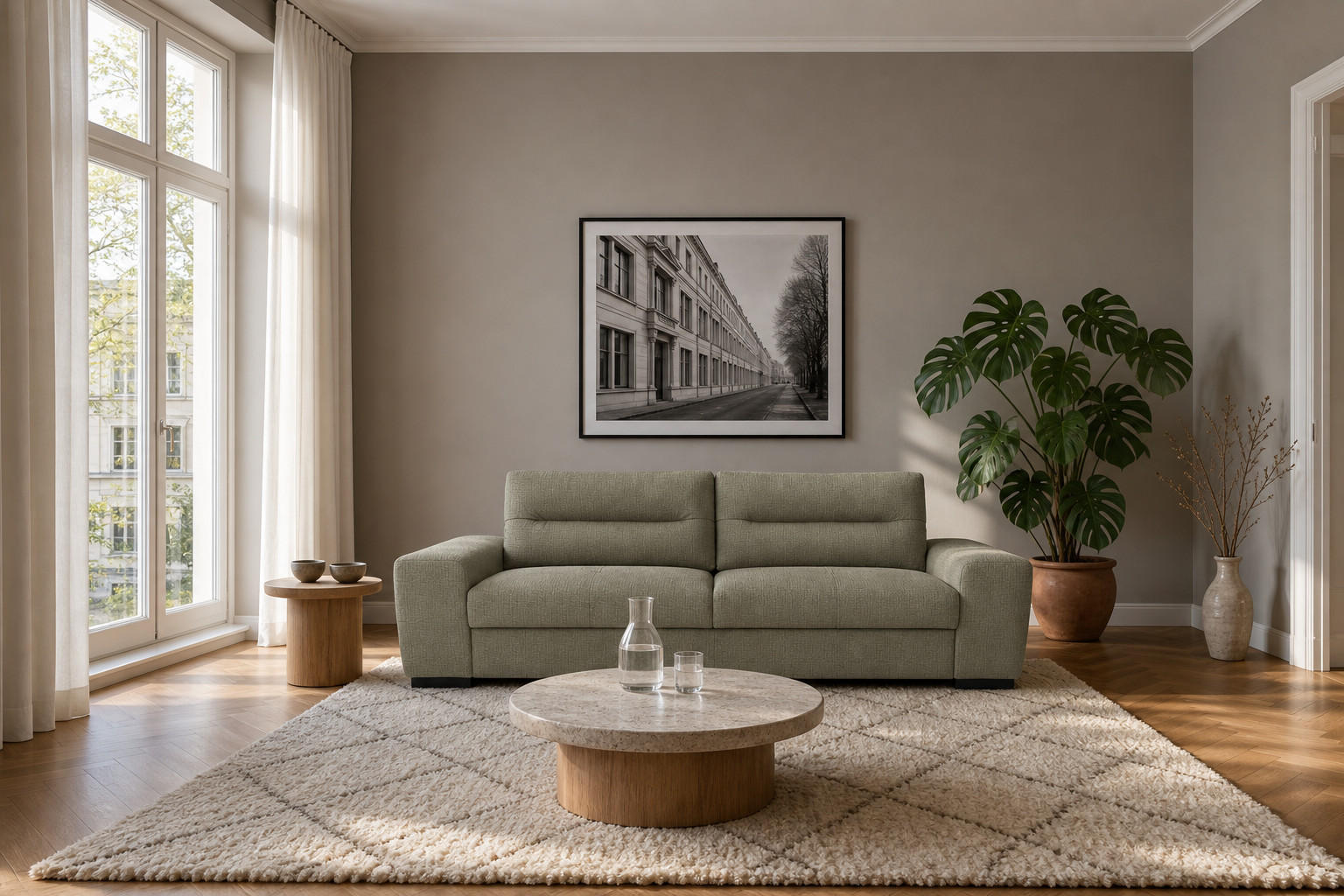 3-SITZER Carlisle Chenille Grün 274/97/93 cm - Jadegrün, Kunststoff/Textil (274/93/97cm) - foamnova