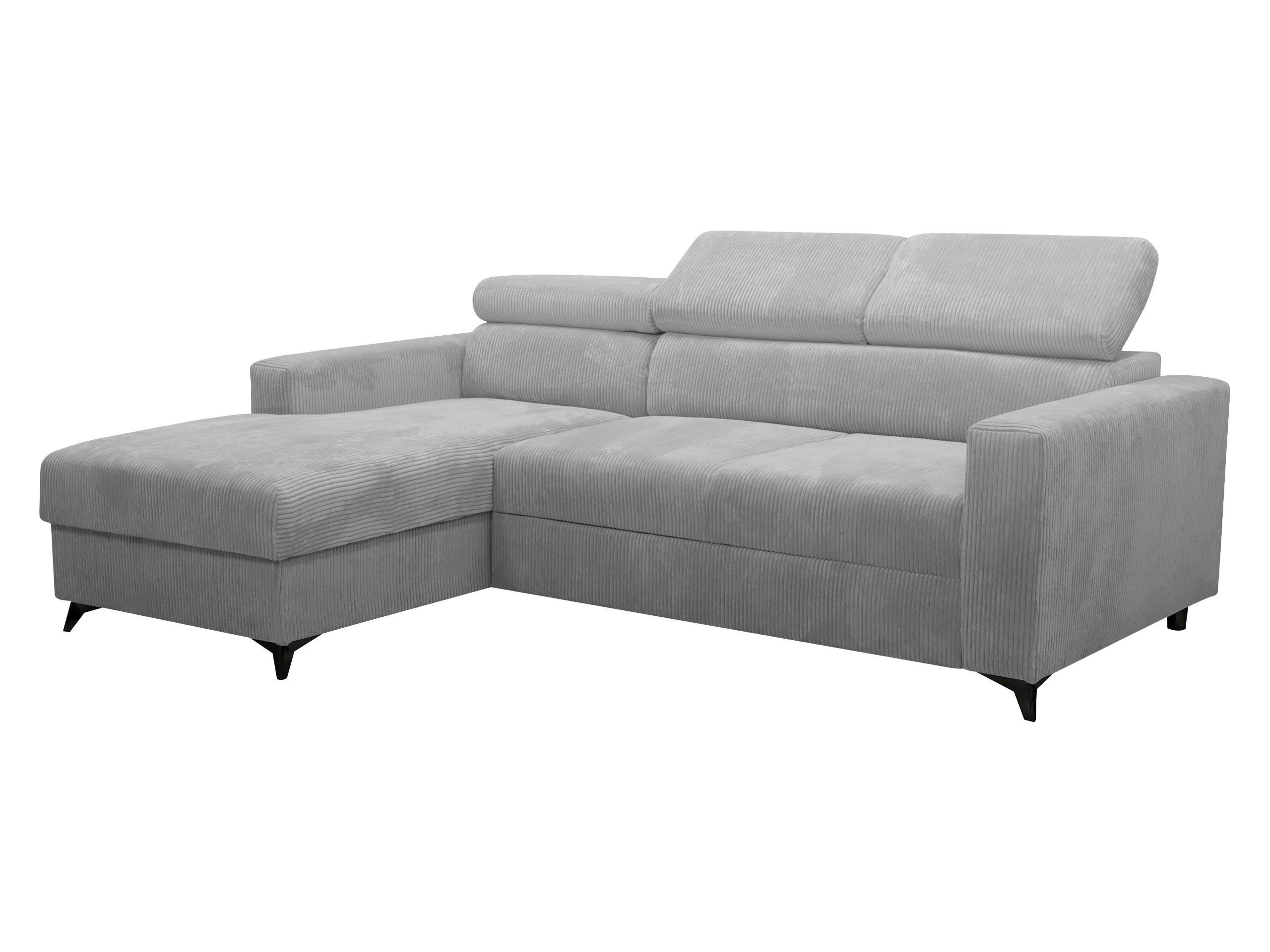 ECKSOFA Milano Premium Cord, Seite: Links LC+2R - Hellgrau/Schwarz, Holz/Textil (236/172cm) - MIRJAN24