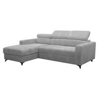 ECKSOFA Milano Premium Cord, Seite: Links LC+2R - Hellgrau/Schwarz, Holz/Textil (236/172cm) - MIRJAN24