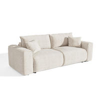 SCHLAFSOFA Express COMO Köpergewebe mit weichem Griff Creme 236cm - Creme, Textil (236/78/100cm) - Premium Interiors