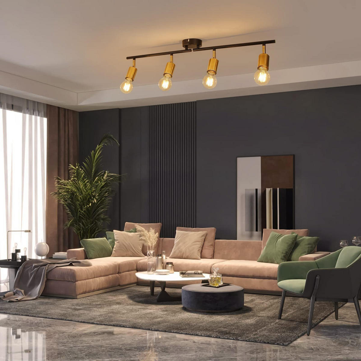 DECKENSTRAHLER Lumhart 13.5/9/74 cm - Akaziefarben, Metall (74/13.5/9cm) - ZMH