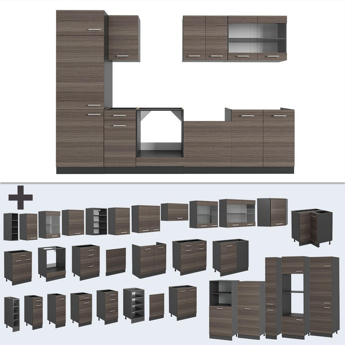Anthrazit/Grau, Holzwerkstoff (300/81.6/60cm) - Vicco