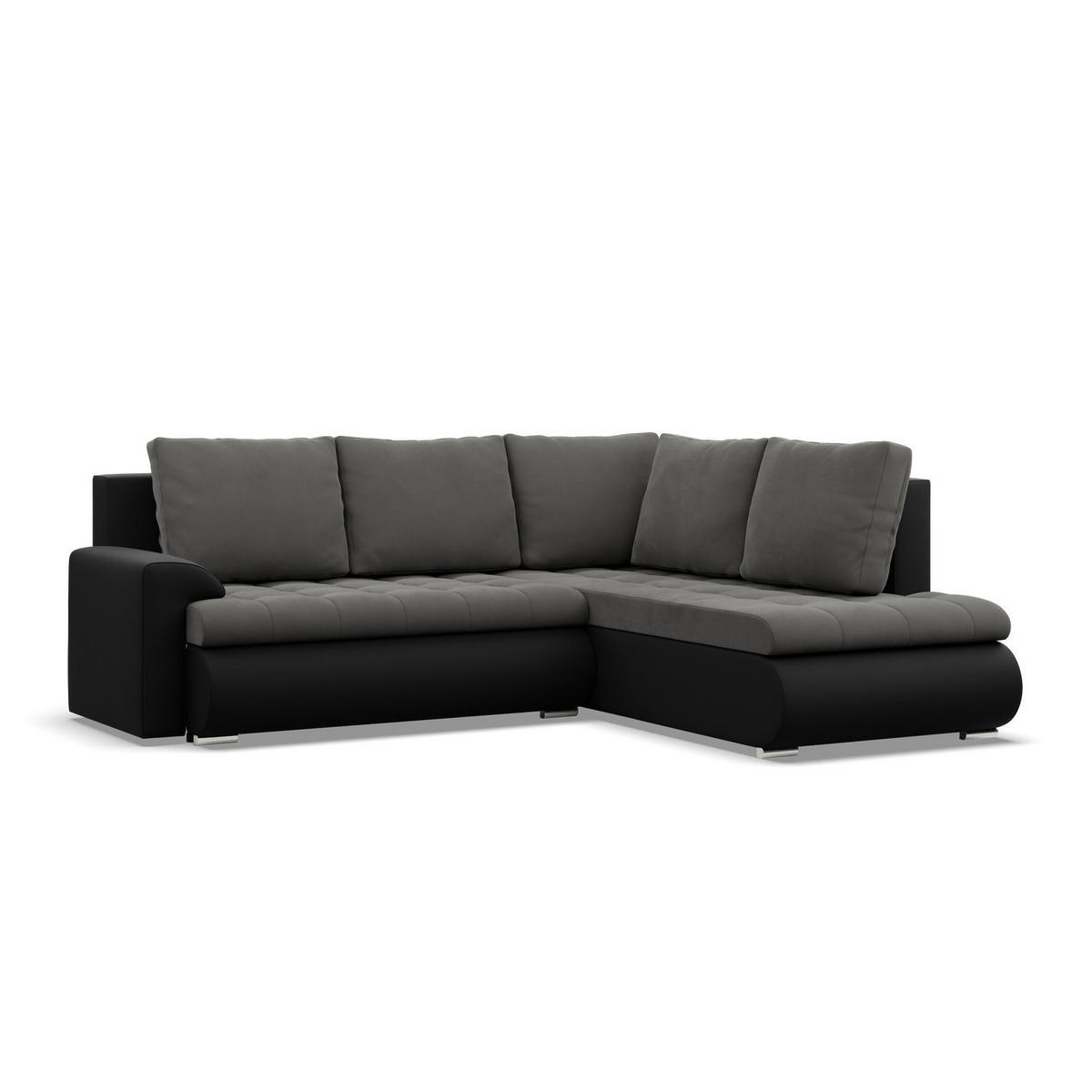 ECKSOFA RECHTS MIT SCHLAFFUNKTION FORESTA, Dunkelgrau + Schwarz - Dunkelgrau/Schwarz, Textil (230/200cm) - Mebligo