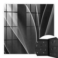 SCHLÜSSELBOX Schwarz 30x30 cm- Türöffnung nach rechts - Abstrakte Blätter - Grau, Metall (30/30/5cm) - TULUP