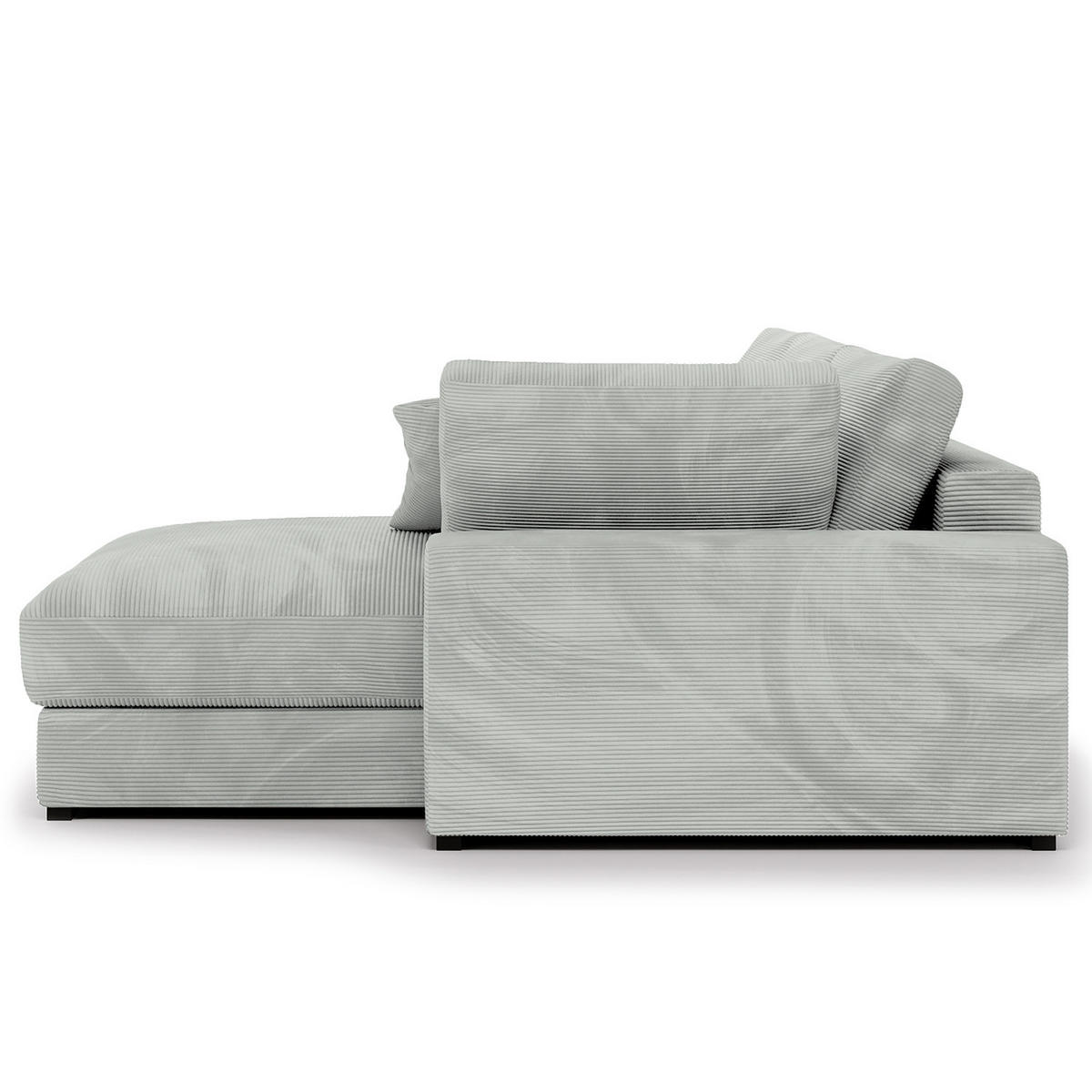 ECKSOFA mit Longchair - Hellgrau/Schwarz, Kunststoff/Textil (340/205cm) - home24