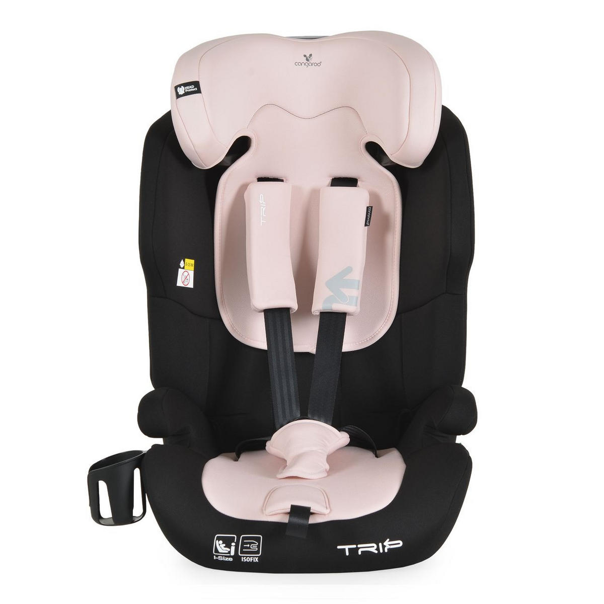 KINDERSITZ Trip i-Size rosa (76-150cm) Isofix verstellbare Kopfstütze Gurt - Rosa, Textil (40/60/45cm) - Cangaroo