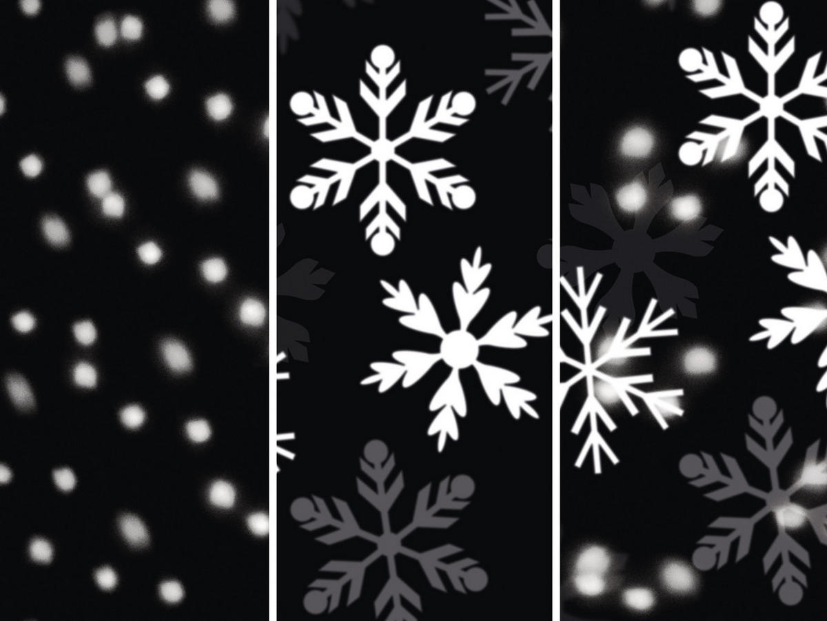 LED-WEIHNACHTSPROJEKTOR SCHNEEFLOCKEN MIT STERNEN - für innen und außen - Weiß, Kunststoff (20/20/30cm) - LAALU