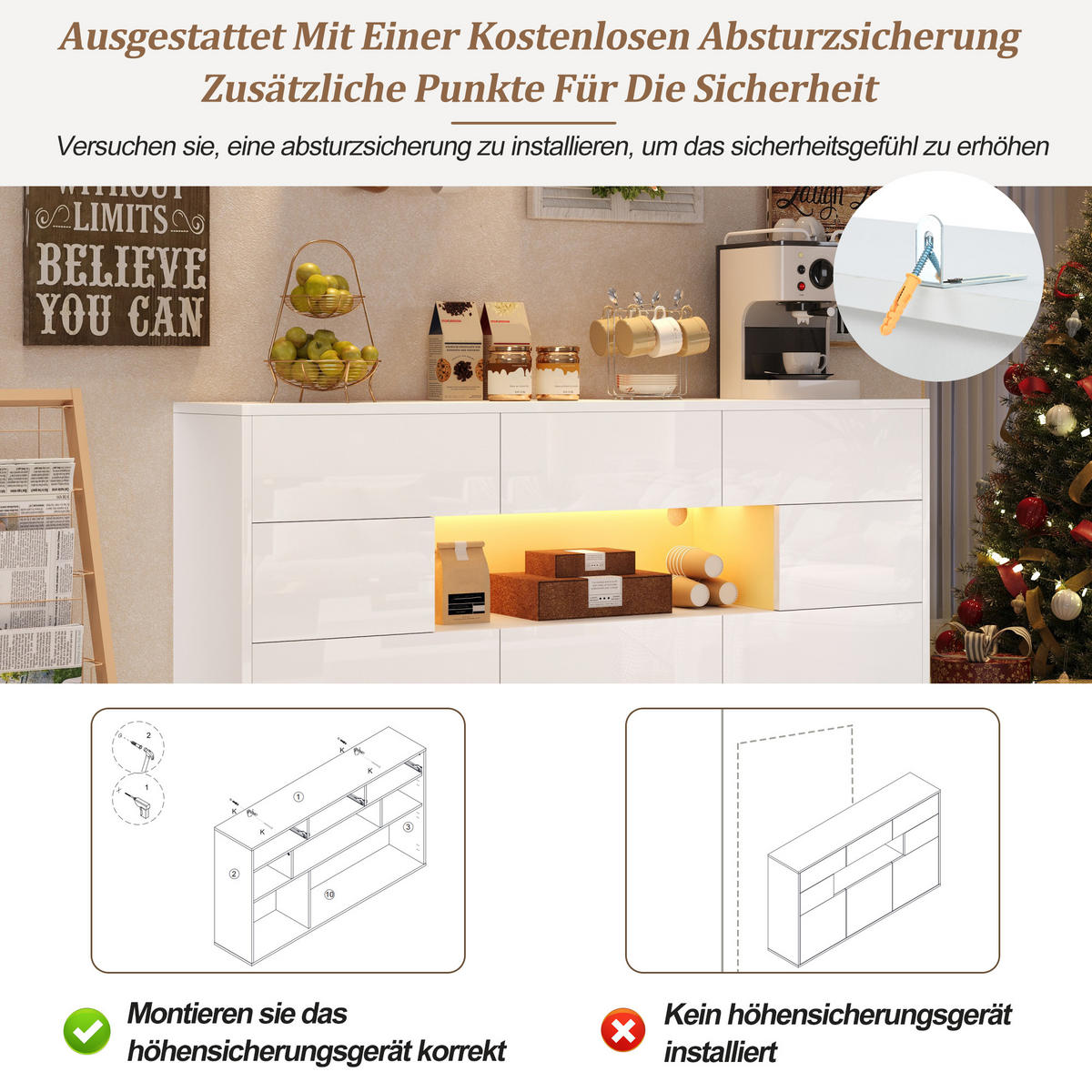 SIDEBOARD Weiß 140/30/82 cm - Weiß, Holzwerkstoff (140/82/30cm) - PANGIVO