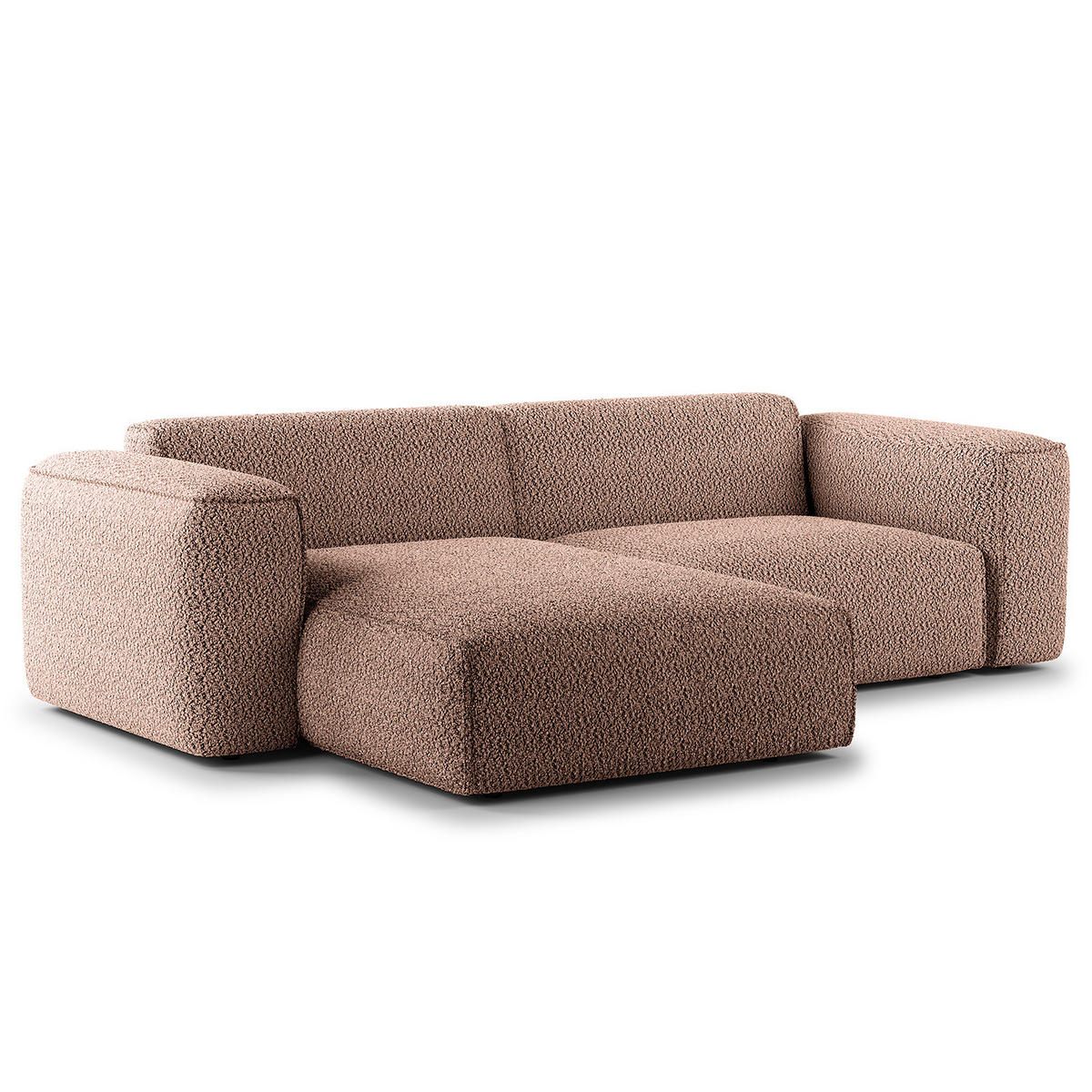 1,5-SITZER ECKSOFA mit Longchair - Mauve/Schwarz, Kunststoff/Textil (260/173cm) - home24