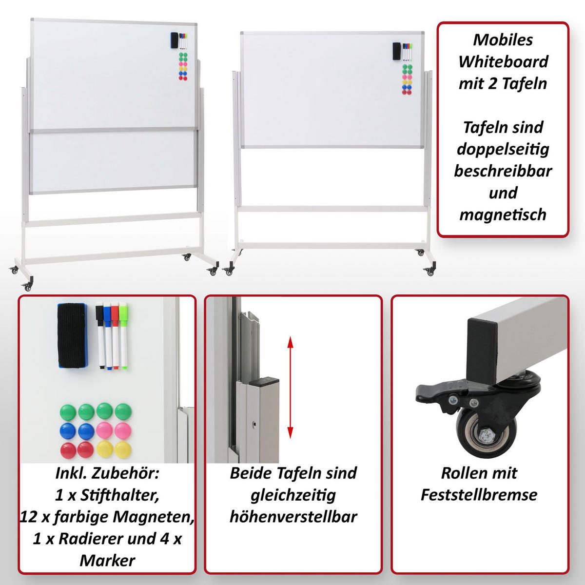 WHITEBOARD Weiß - Weiß, Metall (127/184/56cm) - MCW