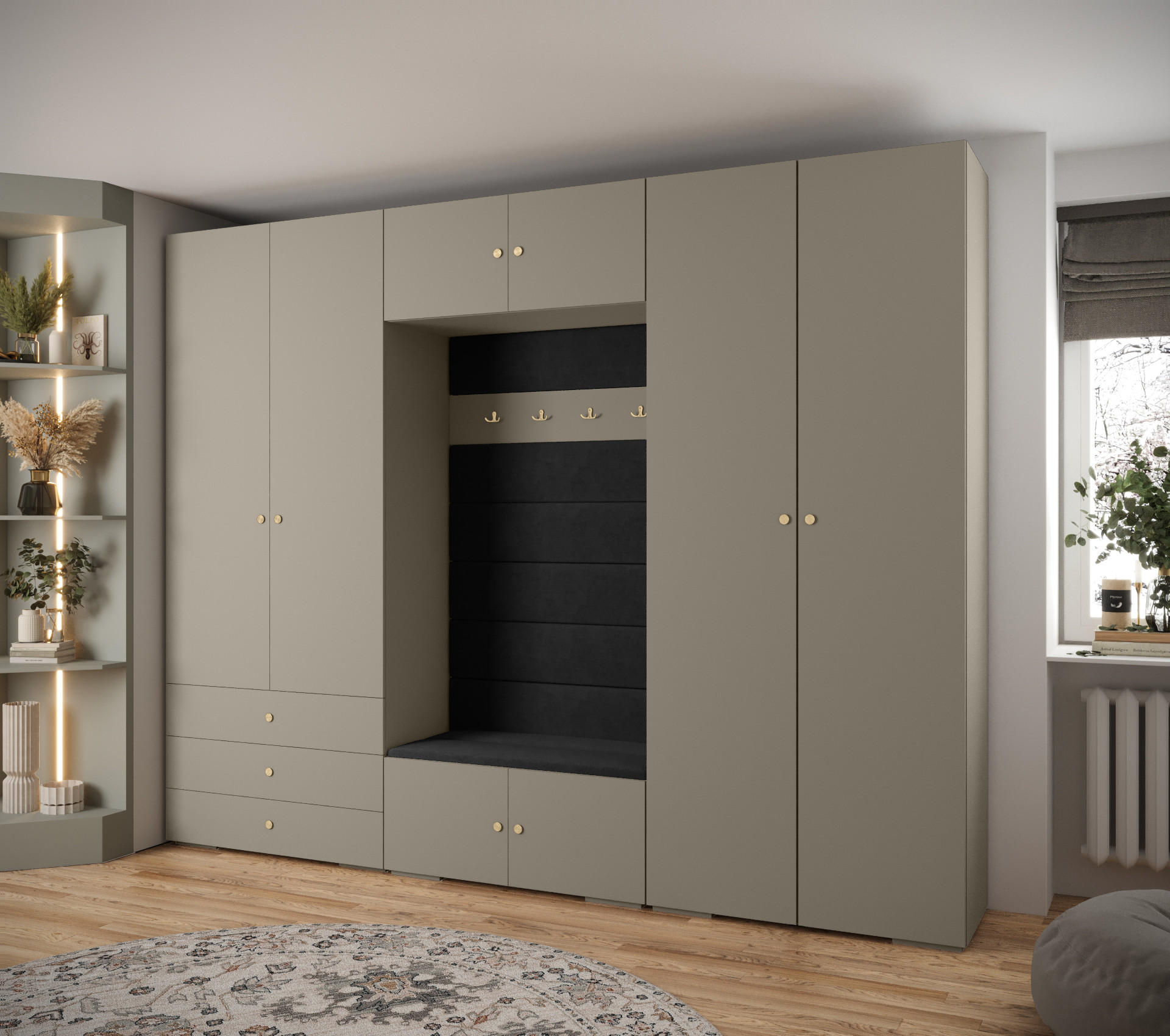 GARDEROBEN-SET 236,7/300/47 - Kaschmir/Goldfarben, Holz/Metall (300/236.7/47cm) - Abiks Möbel
