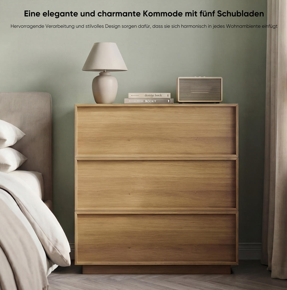 KOMMODE 80/48/78 cm in Eichefarben mit 3 Schubladen - Nussbaumfarben, Holzwerkstoff (80/78/48cm) - Flora Grace