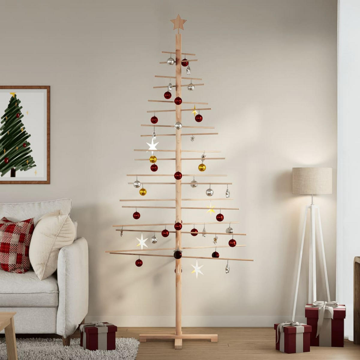 WEIHNACHTSBAUM Holz 110/110/210 Cm Braun Massivholz Kiefer - Braun, Holz (210cm) - vidaXL