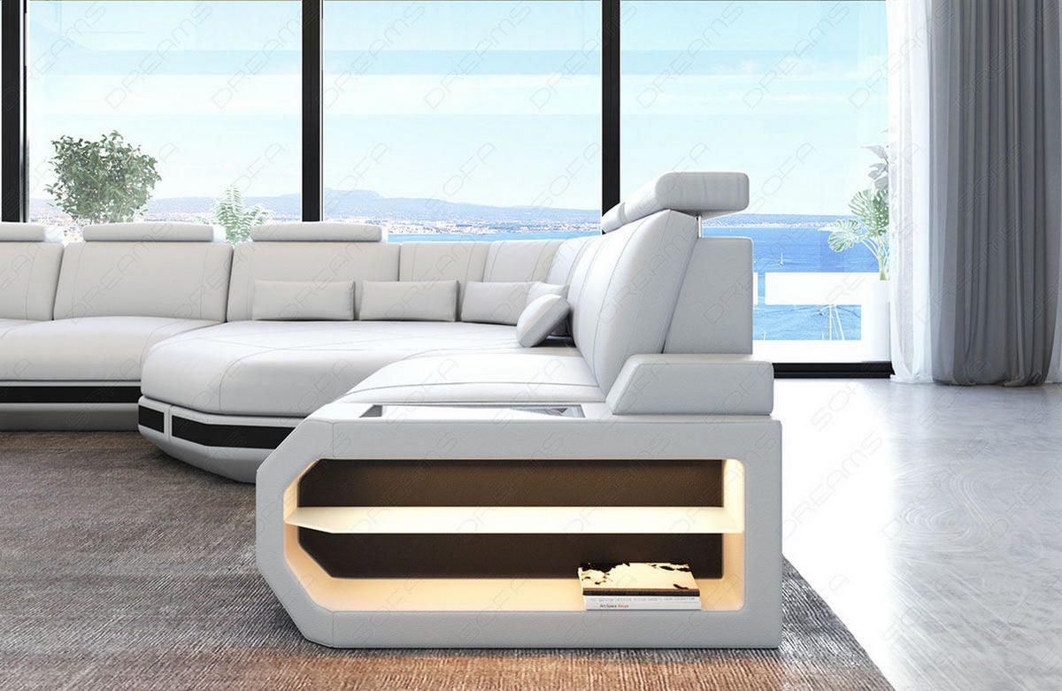 LEDERSOFA Asti L - Schwarz/Weiß, Leder (427/93/280cm) - Sofa Dreams