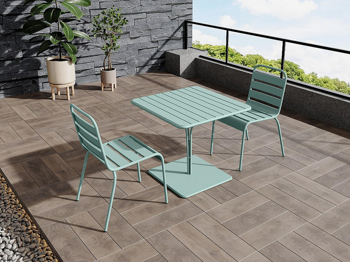 GARTENTISCH - L. 80 cm - Metall - Mandelgrün - MIRMANDE von MYLIA - Grün, Metall (80/80/75cm) - Vente-Unique