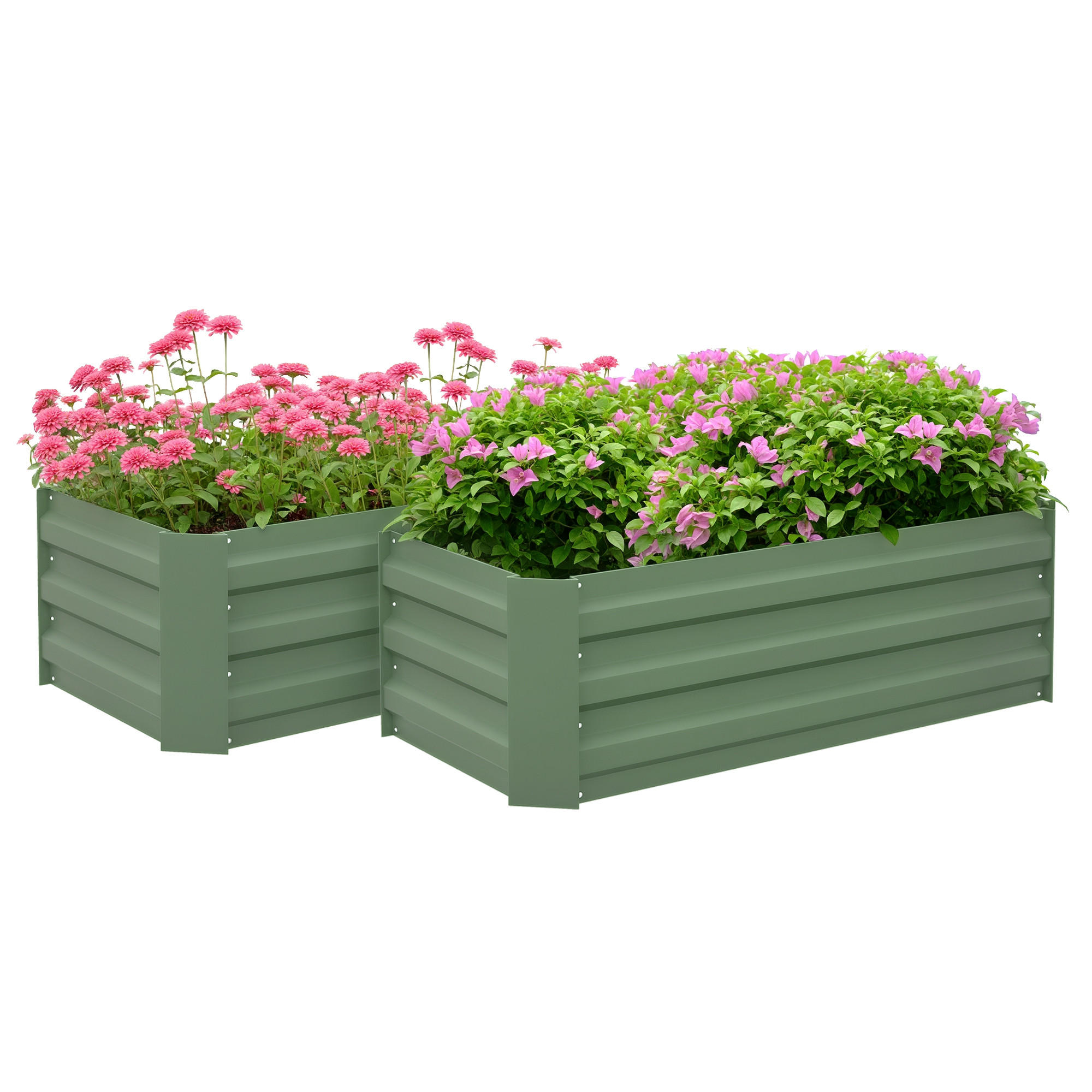 HOCHBEET-SET DE-12143 2er-Set 100/50/30 cm Grün - Grün, Metall (100/30/50cm) - ComfortXL