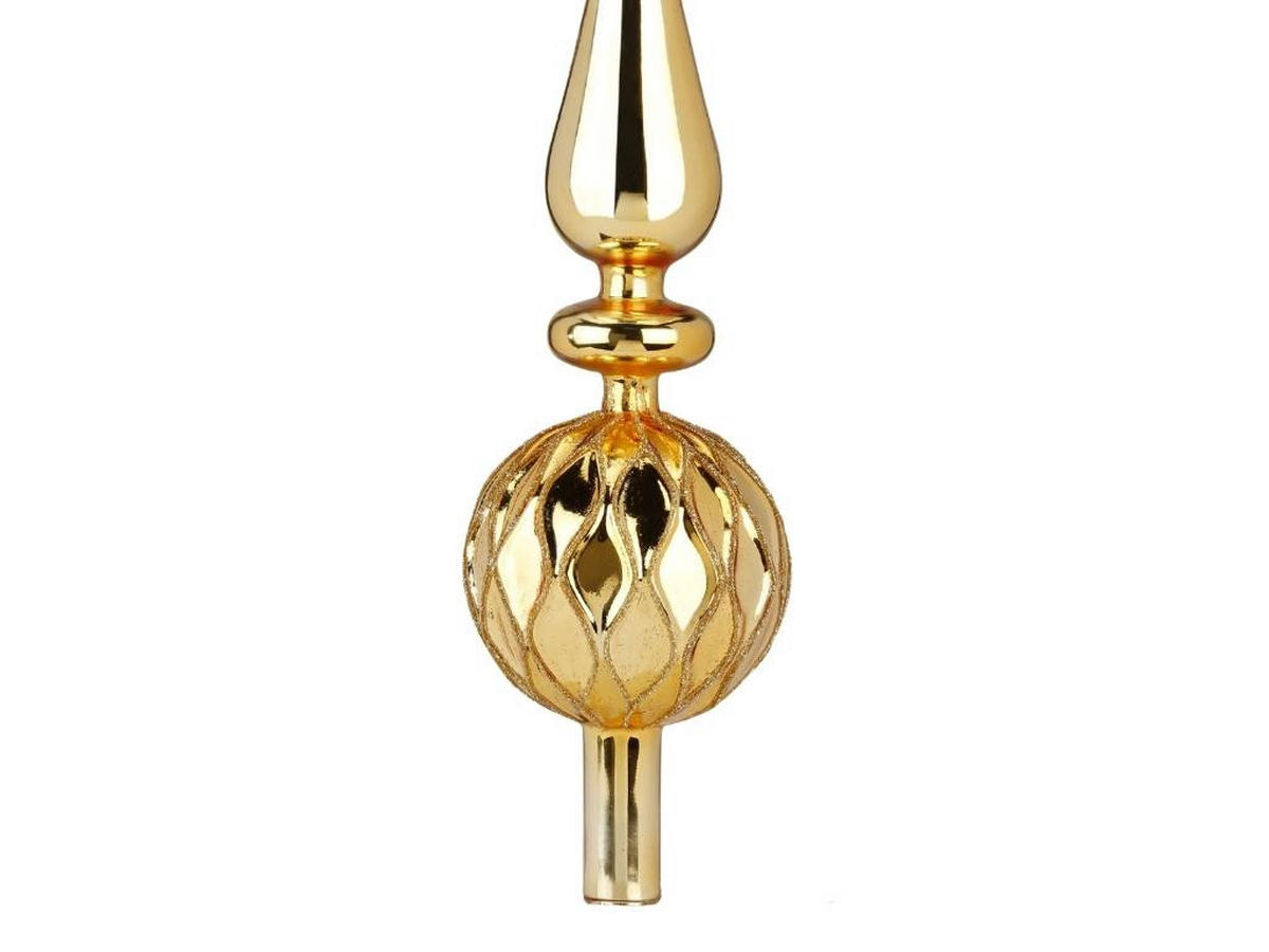 WEIHNACHTSBAUMSPITZE gold Glas, 31 cm - Goldfarben, Glas (31cm) - LAALU