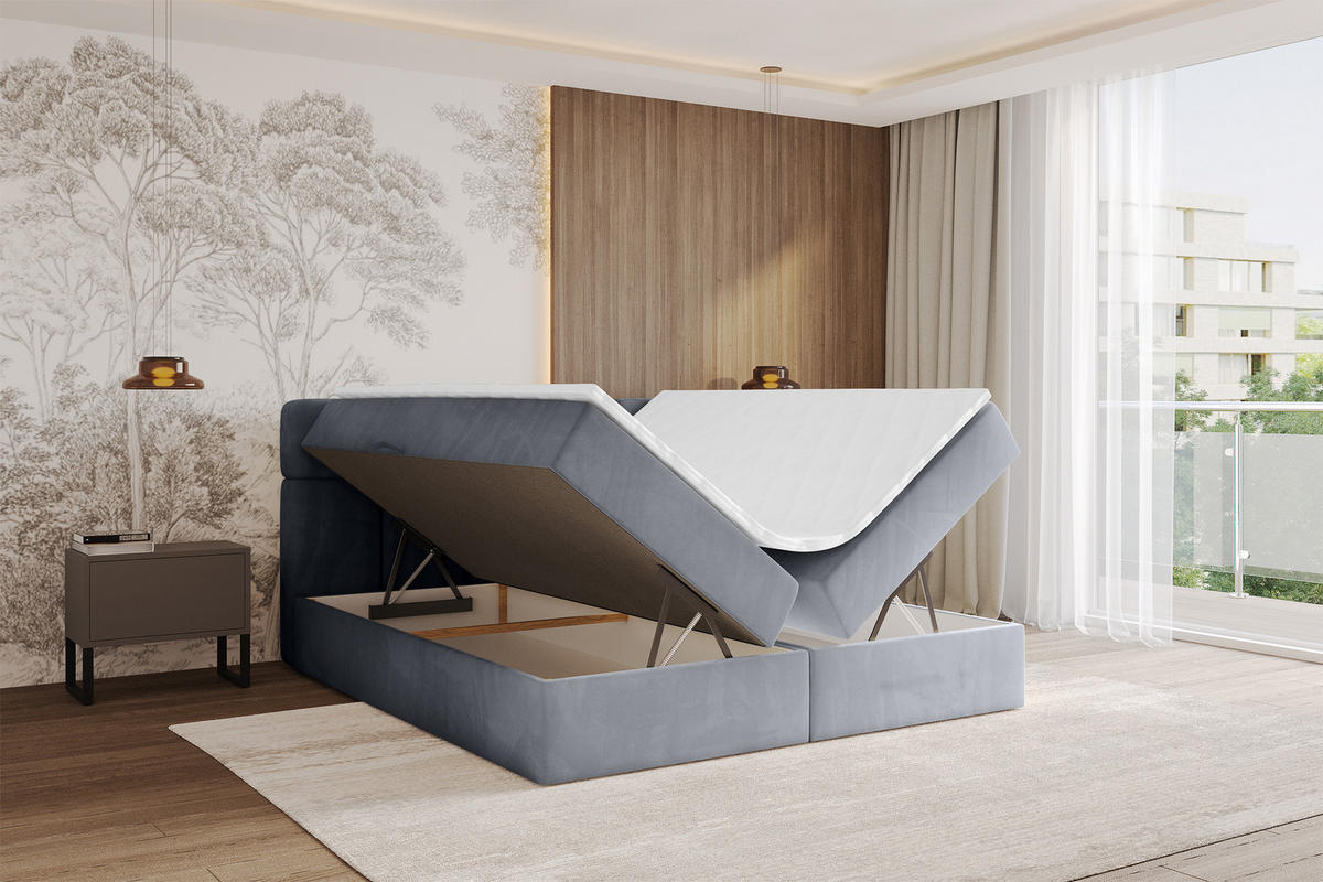 BOXBETT mit Matratze H4 - FAMA - 120x200 cm Grau Casablanca - Grau, Holzwerkstoff (120/200cm) - ALTDECOR