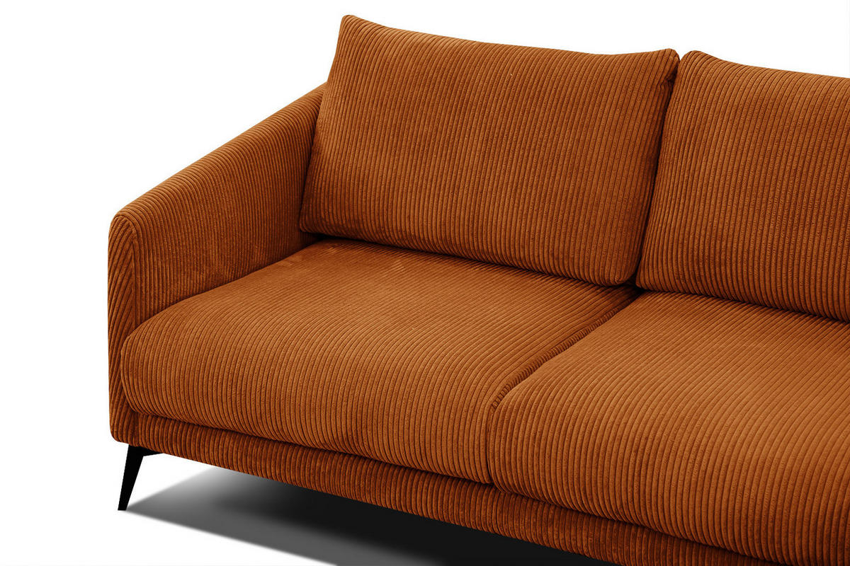 SOFA VILT 2,5-Sitzer, orange - Schwarz/Orange, Holzwerkstoff/Kunststoff (202/89/94cm) - Courtois Laville