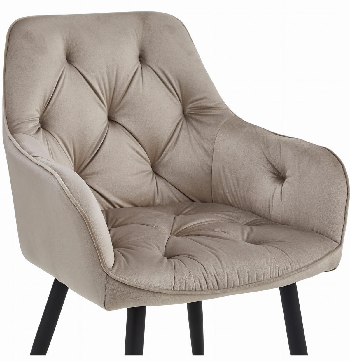 ESSZIMMERSTUHL LUKK dunkelbeiger Sitz, schwarze Beine - Beige/Schwarz, Textil (56/83.5/62cm) - Valora