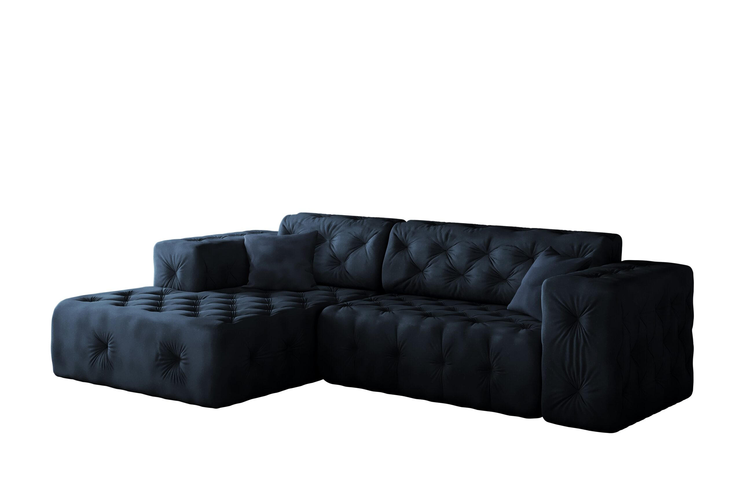 ECKSOFA L-Form Gesteppt LUX Stoff Whisper Links Blau - Blau, Holz/Kunststoff (165/266cm) - Kaiser Möbel
