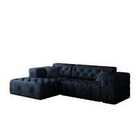 ECKSOFA L-Form Gesteppt LUX Stoff Whisper Links Blau - Blau, Holz/Kunststoff (165/266cm) - Kaiser Möbel