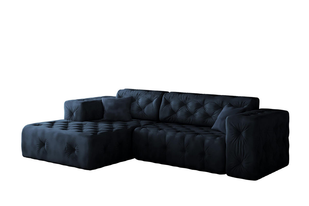 ECKSOFA L-Form Gesteppt LUX Stoff Whisper Links Blau - Blau, Holz/Kunststoff (165/266cm) - Kaiser Möbel