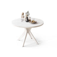 ESSTISCH rund Weiß matt ausziehbar - Weiß, Holzwerkstoff (110/110/77cm) - designimpex