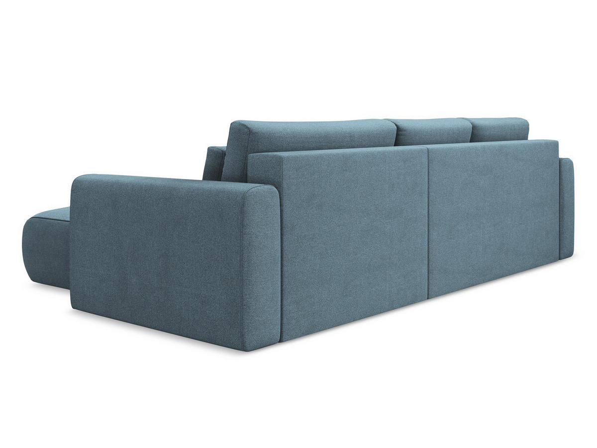 ECKSOFA mit Schlaffunktion Strukturstoff Stoff Blau - Blau/Schwarz, Kunststoff/Textil (278/149cm) - Makamii