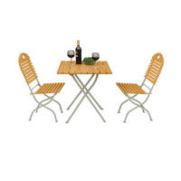 SITZGRUPPE Bad Belzig - 3-teilig, Gartenmöbel Set Flachstahl verzinkt + Robinie - Grau, Holz - TPFGarden