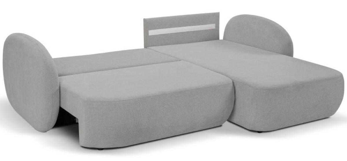 ECKSOFA Hellgrau OLIVIO Ausziehbar Rechts - Hellgrau/Grau, Textil (174/248cm) - Sepro Meble