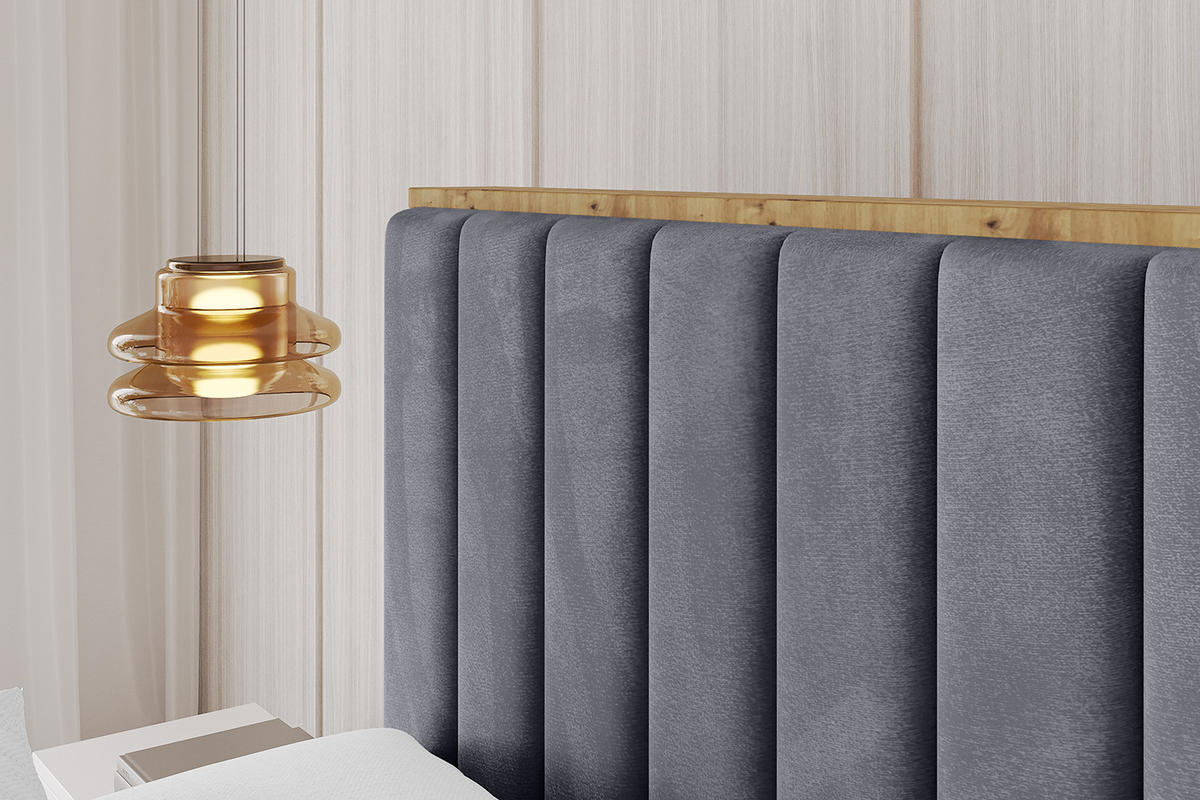 POLSTERBETT mit Bettkasten, Fußteil und Lattenrost, Boxbett ohne Matratze - ENZO4-Z 140x200 Dunkelgrau - Dunkelgrau, Holzwerkstoff/Textil (140/200cm) - ALTDECOR