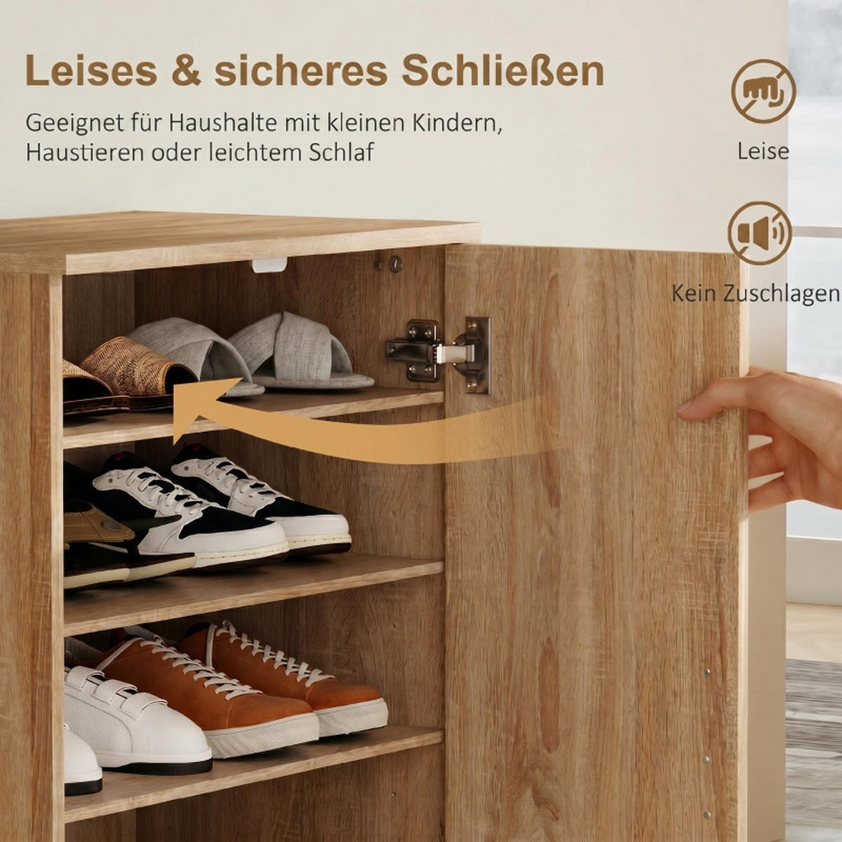 SCHUHSCHRANK DE-38045 55/35/108 cm mit 6 verstellbaren Regalböden Naturholz - Naturfarben, Holzwerkstoff (55/108/35cm) - ComfortXL