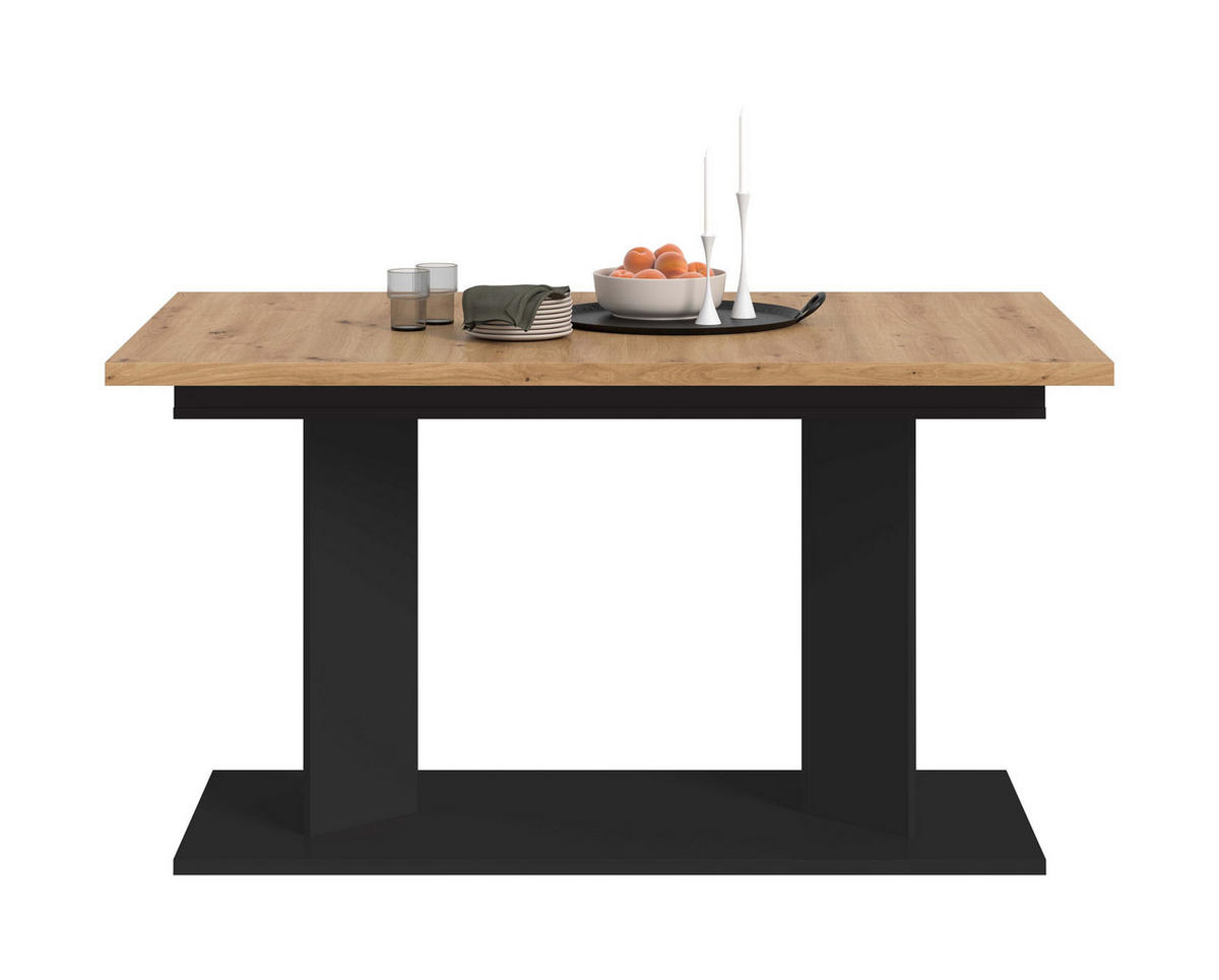 ESSTISCH GUSTAV (B/H/T: ca. 220/76/100 cm) in schwarz/Artisan Eiche Nachbildung - Schwarz, Holzwerkstoff (100/220/76cm)